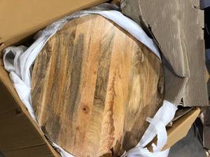 Poly and Bark Goa 36 in. Natural Round Wood Top Coffee Table Customer Returns See Pictures