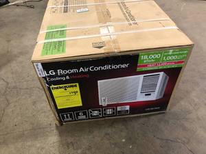 LG 18,000 BTU 230V Window Air Conditioner Cools 1000 Sq. Ft. with Heater and Remote in White  Customer Returns See Pictures