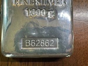 1 Kilogram  (32.15 Oz.) Germania Mint .9999 Silver Bar Serial No. B62862 in original box