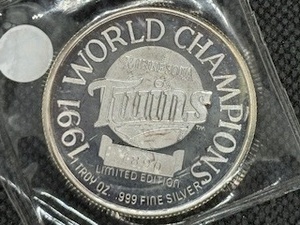 1991 Minnesota Twins World Series Champs 1 Oz. Silver Sealed Round