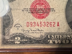 1926 Red Note $2 Bill in Protective Sleeve