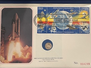 First Day of Issue Space Shuttle Commemorative Solid 14k Gold Piece