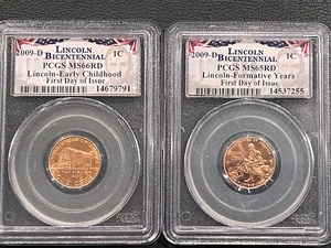 2009-D Lincoln Cents PCGS MS66 Red and PCGS MS65 Red