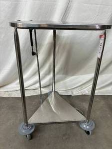 lot 35 image: Stainless Steel Triangular Flip Top Lid Laundry Hamper and Guardian G30757W Adult Two-Button Folding Walker - In Great Condition