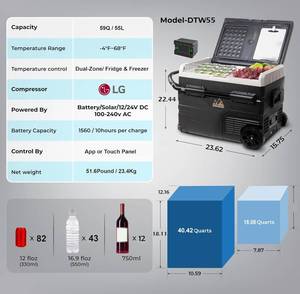 lot 30 image: MSRP $600 DT-PRO&nbspPortable 12Volt Car Refrigerator Camping Fridge and Freezer, Electric cooler with Wheels, Dual-zone, App Control, LG Compressor, Solar Powered Battery Operated or plug-in Cooler 12v24V DC 100-240V AC - Works Great Fan A Bit Loud