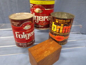 lot 97 image: Coffee Cans & Recipe Box