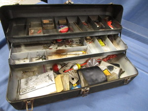 lot 153 image: Metal Tackle Box & Contents