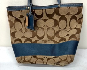 lot 89 image: Vintage Coach Signature Canvas Handbag with Pouch