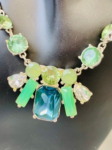 lot 70 image: Pretty Silver Chain with Blue and Green Rhinestones