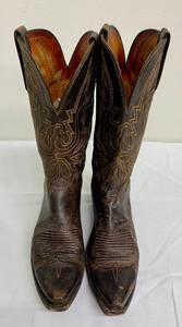 lot 112 image: Womens Lucchese 1883 Savannah Brown Mad Dog Goat Leather Cowboy Western Boots