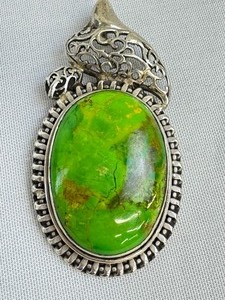 lot 119A image: Gorgeous Sterling and Green Turquoise Pendant