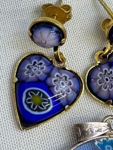 lot 124A image: Vintage Mosaic Glass Pendant and Earrings Set