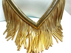 lot 233 image: Vintage Signed Hobe Gold Tone Tassel Necklace & Earring Set