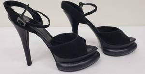 lot 2 image: Fendi Luxe Black Suede Sandals - Size 39 12