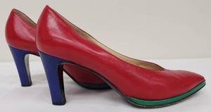 lot 9 image: Bruno Magli Red, Green & Blue Pumps - Size 8
