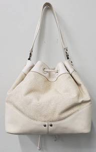 lot 17 image: Cole Haan Tweed Leather Drawstring Handbag