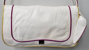 lot 145 image: KOOBA White Leather Handbag with Colorful Trim and Bright Fushia Lining