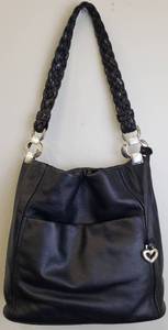 lot 180 image: Brighton Anju Masterpiece Beaded Jeweled Soft Black Bucket Bag