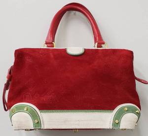 lot 181 image: LOEWE 160th Anniversary Bag - Red, Green & White Suede