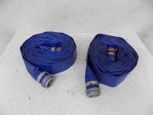 lot 103 image: two 25 x 2 Discharge Hoses with ends blue