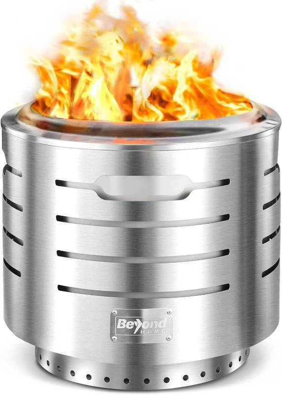 lot 20 image: BeyondHOME 19.3 Inches Smokeless Instant Fire Pit, Stainless Steel Fire Pit Wood Burning with Ash Pan, Bonfire Stand, 10 Second Setup, Suitable for Outdoor Camping