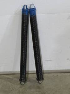 lot 72 image: Pair of Garage Door Extension Springs for 8 High Overhead Door, Weight Color Code 240 Blue, Clip End