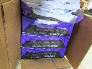 lot 53 image: 4- 500 Sheet Reams Staples 28 lb 8....