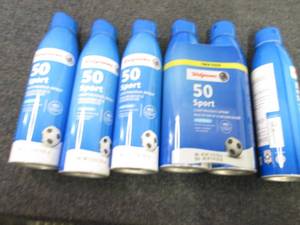 lot 200 image: 6- 5.5 oz Cans Walgreens SPF 50 Spo...