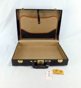 Vintage Brown Leather Locking Briefcase