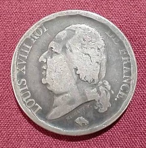 lot 11 image: 1818 France Silver 5 Franc Coin