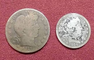 lot 21 image: Barber Half Dollar & Barber Quarter