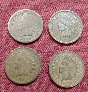 lot 26 image: (4) Pre-1900 Indian Head Pennies