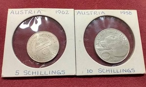 lot 28 image: (2) Silver Austrian Coins - 5 & 10 Schilling