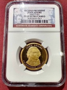 lot 51 image: 2007-S John Adams $1 Coin - NGC PF69 Ultra Cameo