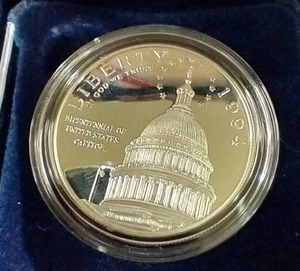 lot 63 image: 1994 Proof U.S. Capitol Commemorative Silver Dollar