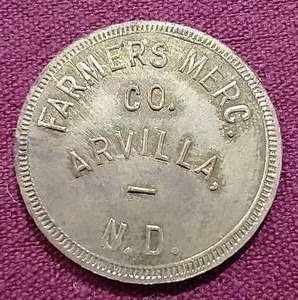 lot 84 image: Farmers Merc 50c Trade Token - Arvilla, ND