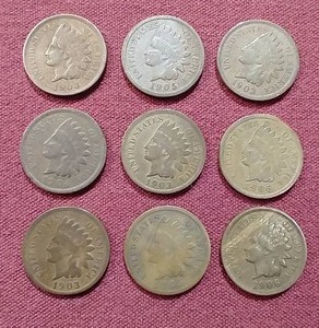 lot 88 image: (9) Indian Head Pennies