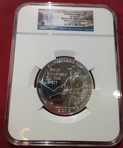 lot 107 image: 2016 5 oz Silver KY Cumberland Gap Quarter - NGC MS69 DPL