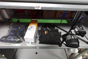 lot 315 image: Assorted Hardware -Lug Wrench, Knee Pads, Light Bulbs