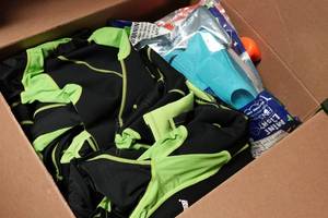 lot 467 image: Assorted Kids Size Wet Suits and Swim Fins