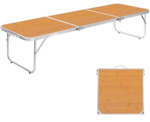 lot 281 image: Moosinily 3 Folding Camp Table -Bamboo