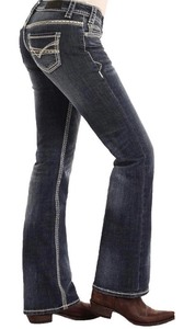 lot 95 image: Rock & Roll Mid Rise Stretch Bootcut Womens Riding Jeans 28x30