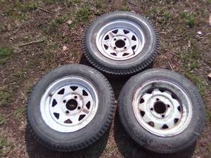 (3)  4 bolt trailer wheels and tires