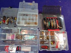 5 tackle boxes with contents