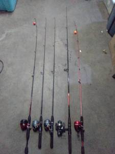 Five rod and reel combos Zebco and Shakespeare