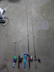 Five rod and reel combos Zebco and Shakespeare