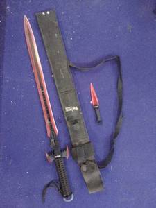 Tactical master sword and throwing knife with sheath