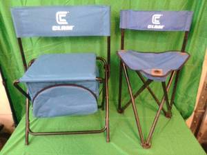 Two clam fishing folding chairs