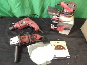 Toolshop drill, grinder,and sander with pads