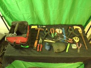 Husky tool bag full of asserted hand tools